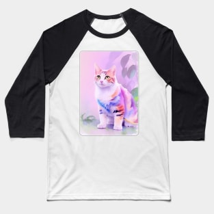 Cat Watercolor Portrait 4 Baseball T-Shirt